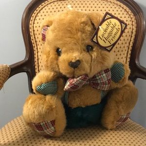 NWT Dan Dee plush teddy bear plaid paws 10 inches soft fluffy loveable huggable
